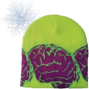 Grunge Y2k Beanie Brain Jacquard Cold Hat Winter Joker Knitted Warm Wool Hat Autumn Skull Caps Green Purple