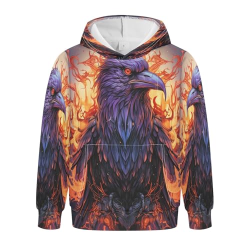 Angry Animal Crow Hoodies Hooded Athletic Sweatshirts Cute 3D Print for Girls Boys (Health Fabric)
