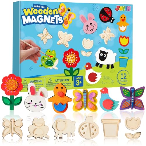 JOYIN 12 Wooden Magnet Creativity Arts & Crafts Painting Kit