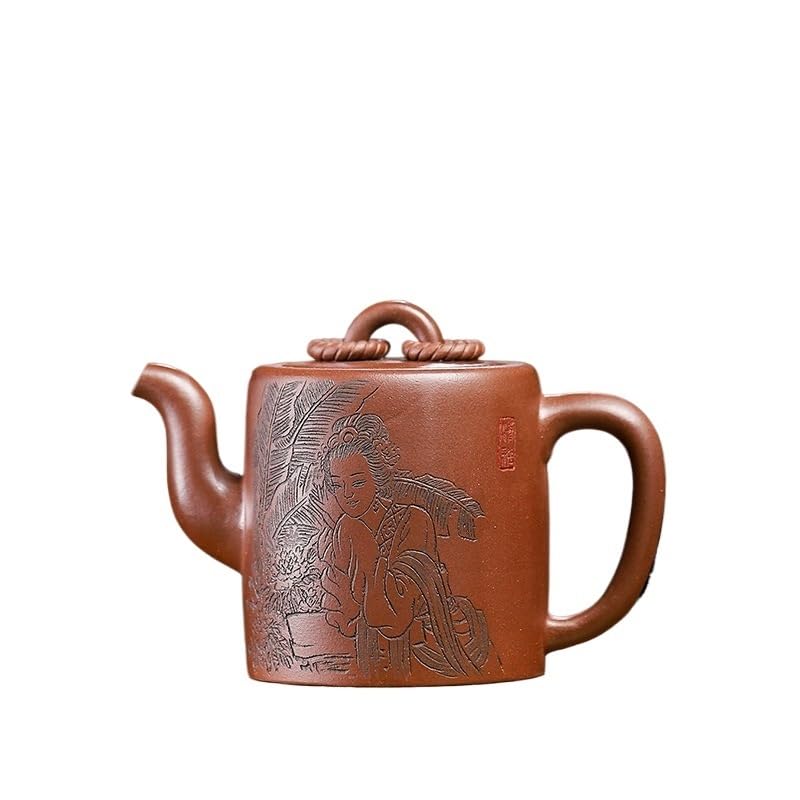 Tetera hecha a mano de 180 ml de arcilla morada hecha a mano con dos anillos, mineral crudo, tetera de barro morado, juego de té Zisha para preparar té de hojas
