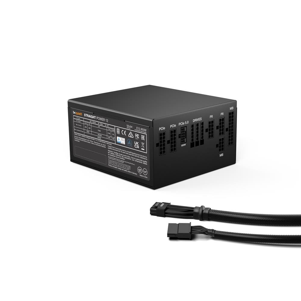 be quiet! Straight Power 12 850W alimentatore, ATX 3.1, 80 PLUS Platinum, ventola Silent Wings virtualmente inudibile, per schede video PCIe 5.1 e PCIe 6+2, cavi 12V-2x6 inclusi