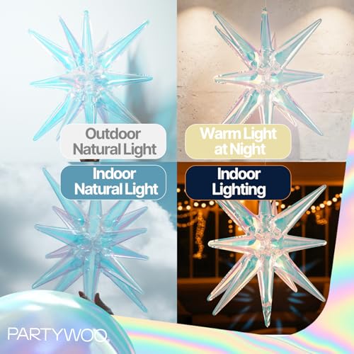 Image of PartyWoo Iridescent Star Spike Balloons 6pcs Explosion Foil Mylar Balloons
