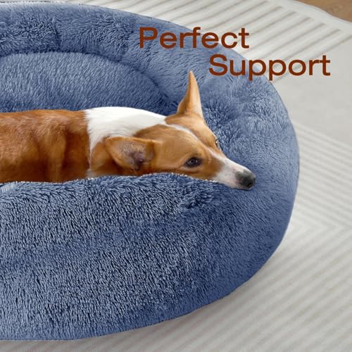 Image of JOLLYVOGUE Dog Bed, Calming Anti-Anxiety Large Dog Bed, Fluffy Donut Cushion for Medium and Large Pets (27 inch /30 inch /36 inch)