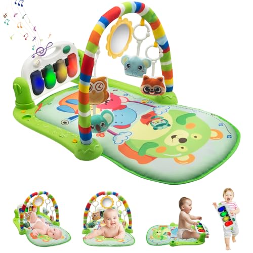 WHDJSPIN® Baby Play Mat, Music & Light Baby Gym Piano Playmat 0-36 Month Thicken Baby Play Gym with Animal Rattles, Babies Activity Center for Newborn Infant Gifts Toys, Green Little Bear WHDJSPIN® Baby Play Mat, Music & Light Baby Gym Piano Playmat 0-36 Month Thicken Baby Play Gym with Animal Rattles, Babies Activity Center for Newborn Infant Gifts Toys, Green Little Bear