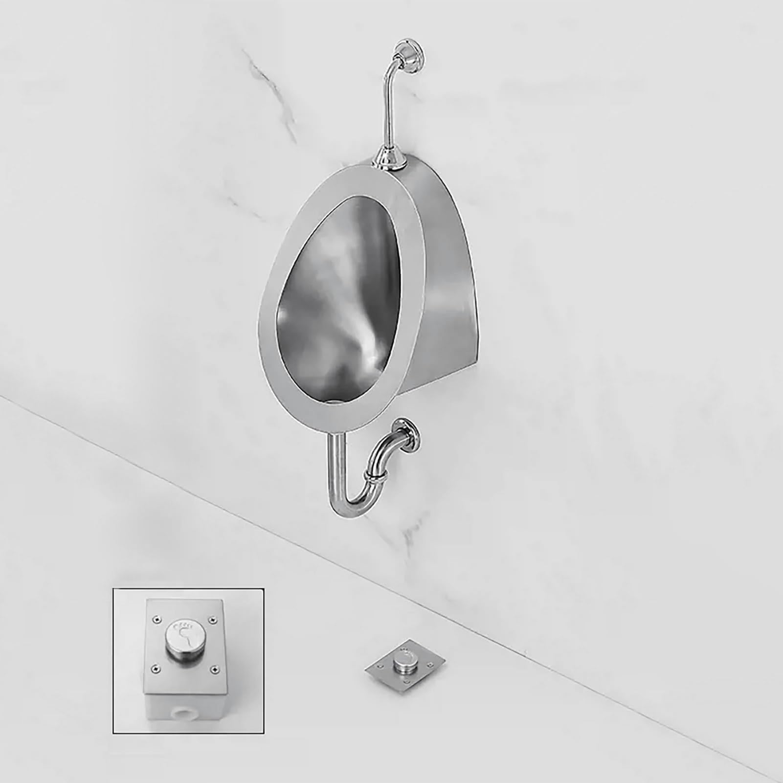 GTHTUHFD Urinal Troughs,Wall Mounted 304 Stainless Steel Urinal, Men'S Flushing Urinal With Flush Valve, Commercial Splash Urinal, Washout High-Efficiency Urinal, For Public