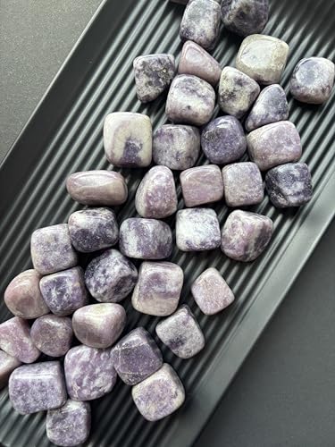 Image of Tumbled Stones, Natural Crystal Healing Stones, Home Office Decor, Aquarium Decorative Pebbles, Vase Fillers (Lepidolite, 50)