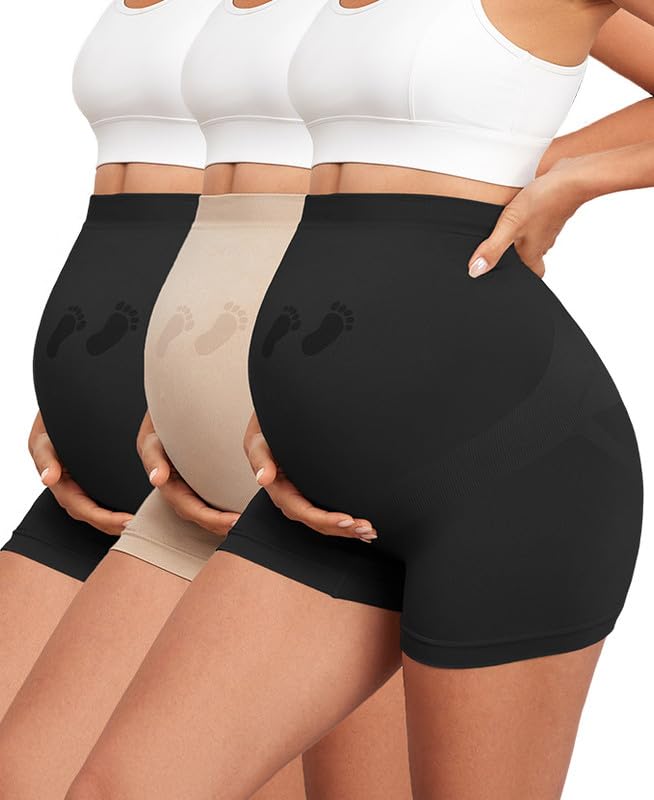 Y25DMaternity Shapewear Seamless Underwear Over Bump Pregnancy Shorts High Waist Panties Under Dress Belly Support