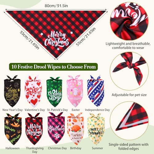 Dansydaisy 20 Pieces Dog Bandanas Holiday Pet Costume Accessories Adjustable Dog Headbands for Easter Large Pet Scarf Costume Supplies - Image 4