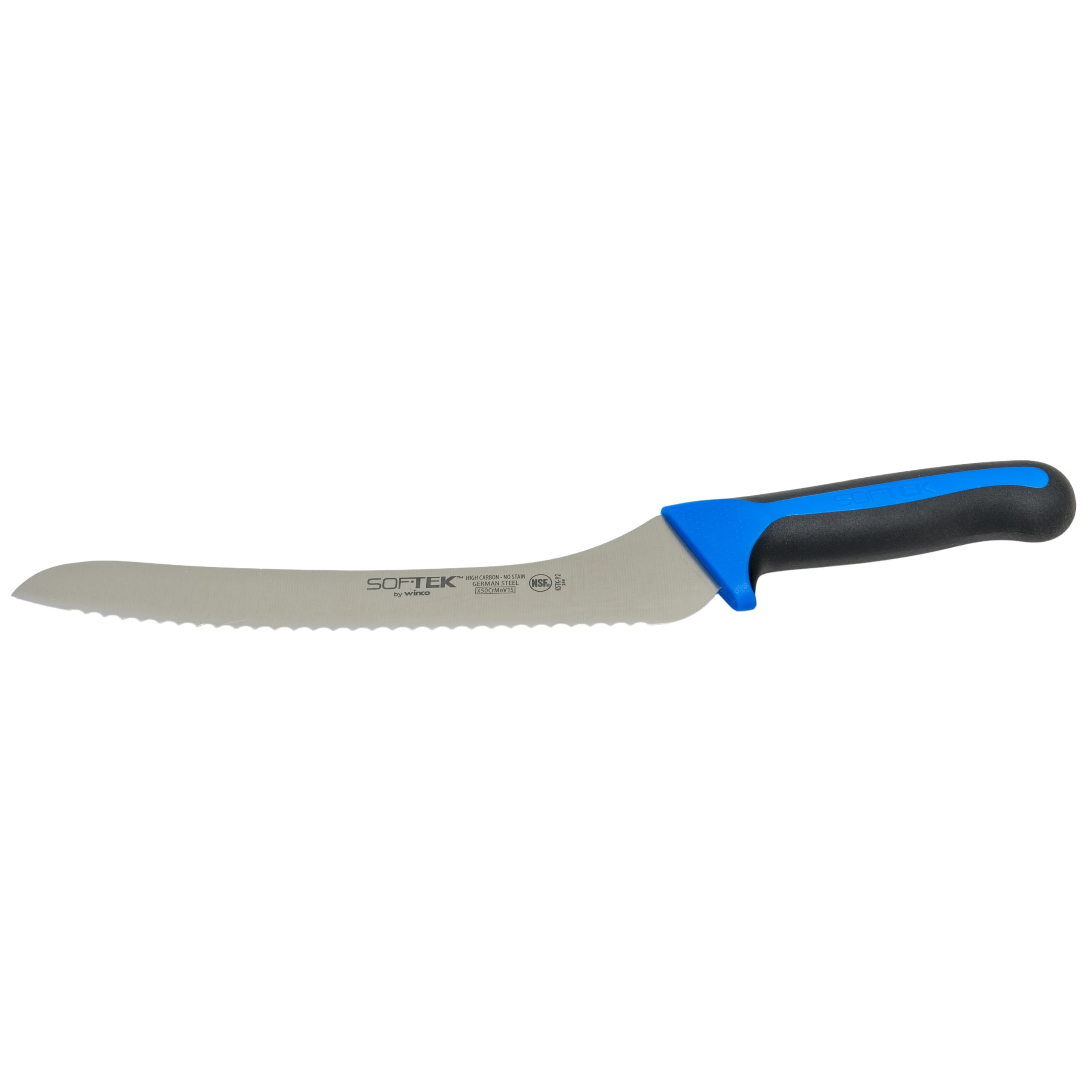 Winco Sof-Tek, 9" Offset Utility/Bread Knife, Soft Grip Handle