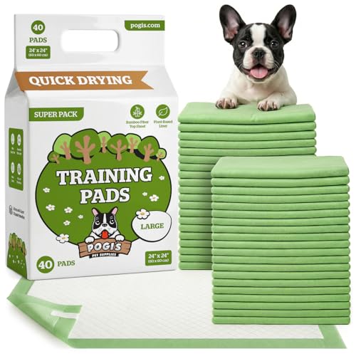 Pogi’s Dog Pads with Sticky Tabs – Large, Super Absorbent, Odor Blocking, 20-Count (24x24in)