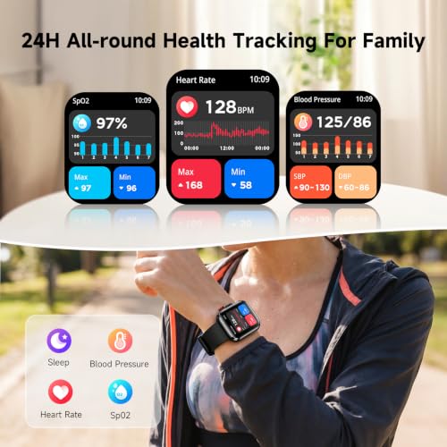Image of Smart Watch for Men Women, Fitness Tracker Smartwatch 1.83 inch HD IP68 Black