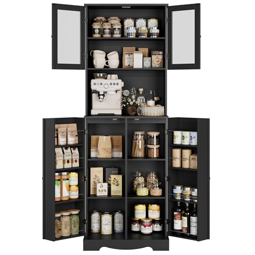 HOSTACK 71'' Pantry Cabinet, Tall Storage Cabinet with Microwave Stand,...