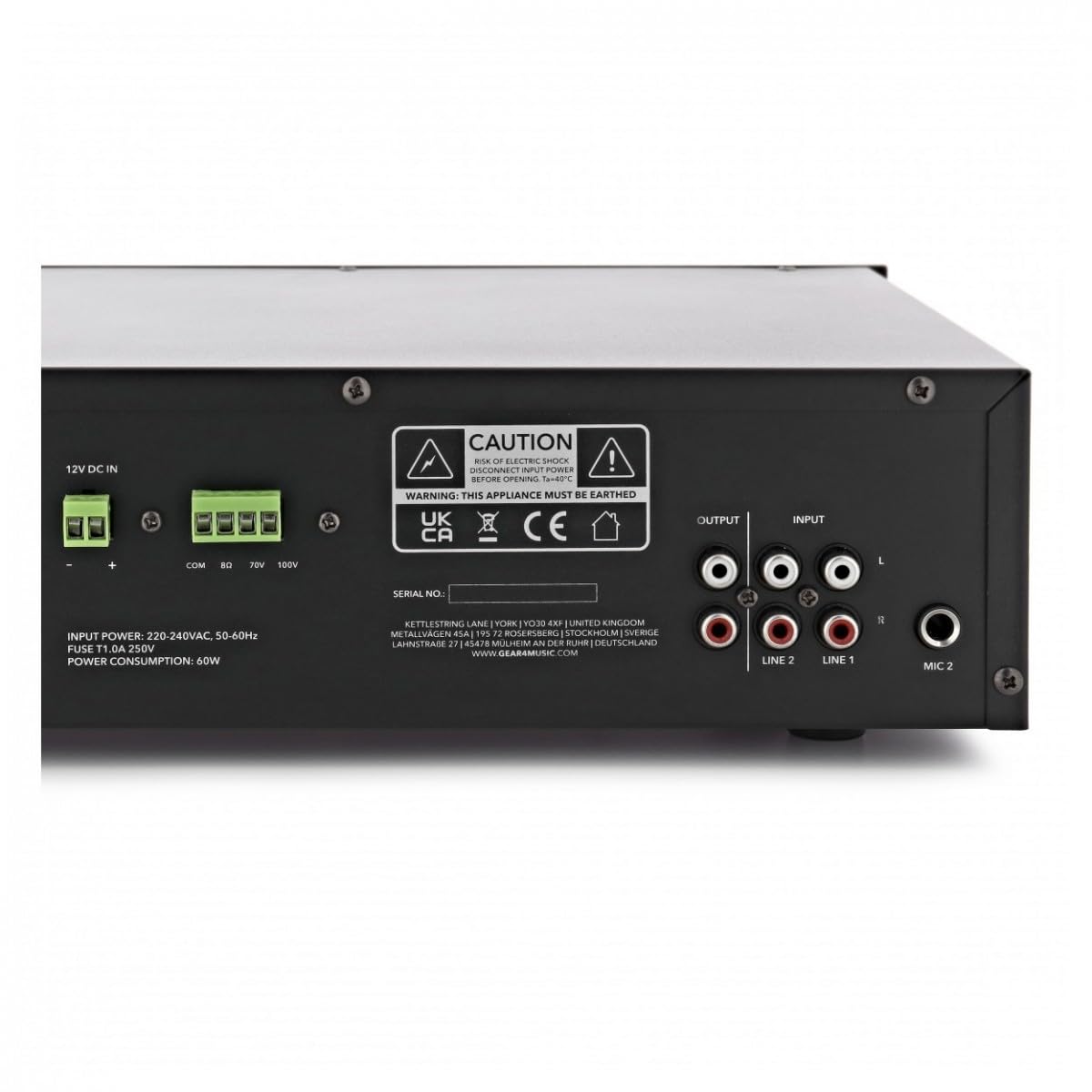 Subzero Amplificador de audio estéreo de 100 V con Bluetooth y USB, 30 W | Control remoto para ajuste de distancia, 30W RMS fiable para locales pequeños-medianos, salida de línea 100V