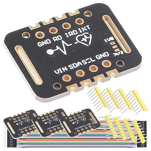 DAOKAI MAX30102 Modulo Sensore Frequenza Cardiaca Rilevamento Impulsi Scheda di Rilevamento Concentrazione di Ossigeno nel Sangue con Cavo Compatibile per Arduino per STM32, Confezione da 4