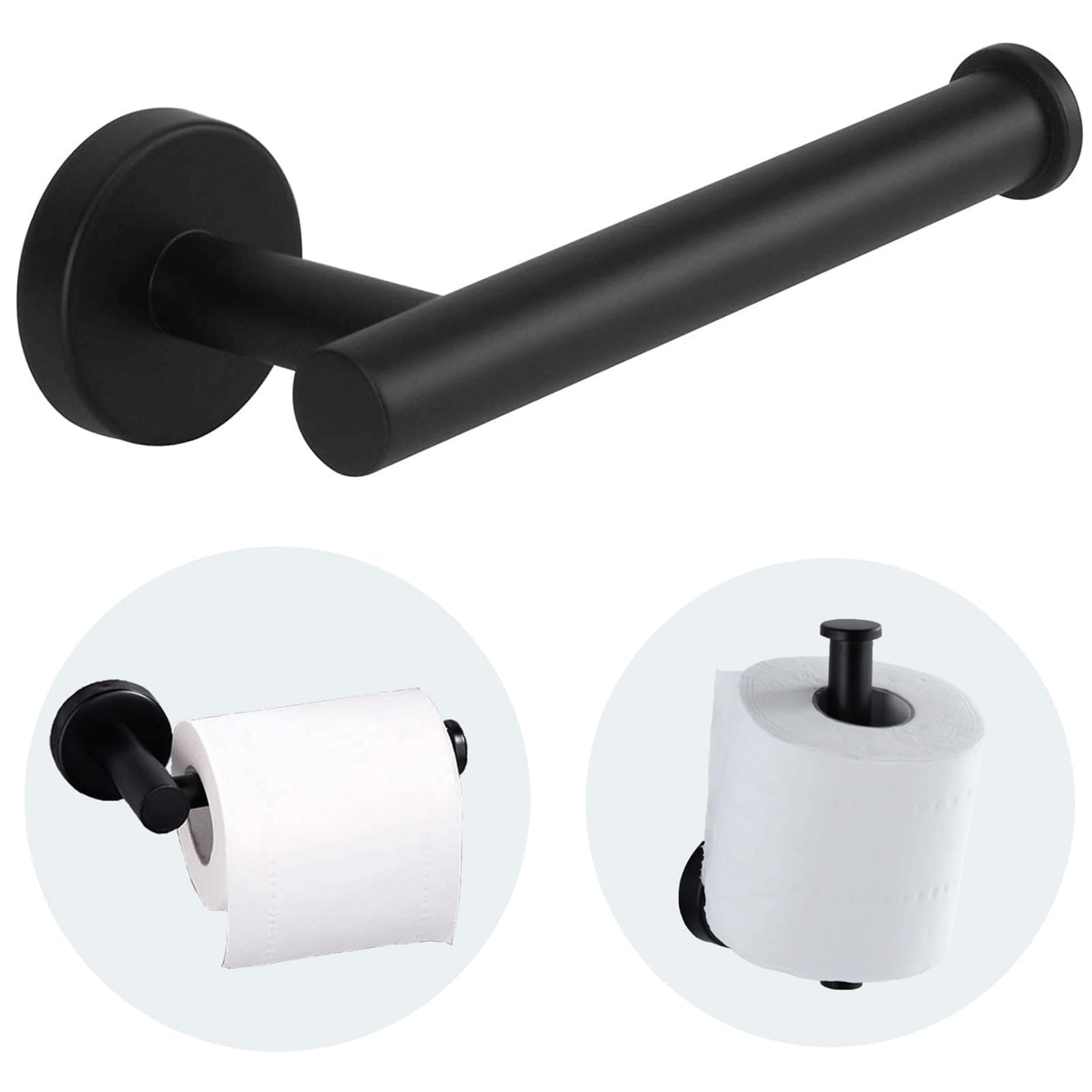 Toilet Paper Holder，Wall Mounted Toilet Paper Holder，304 Stainless Steel Toilet Paper Roll Holder for Bathroom, Kitchen, Washroom - Brushed Nickel(Black,1PCS)