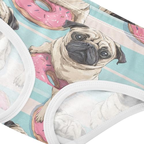 Wusikd Pugs Pink Doughnuts Girls' Underwear Cotton Girls Briefs Soft Toddler Underwear 2T4