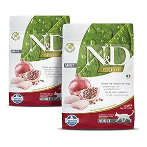 FARMINA N&D Prime - Chicken & Pomegranate - Grain Free - Cat Dry Food - Adult (Pack of 2, Each 300Gms)
