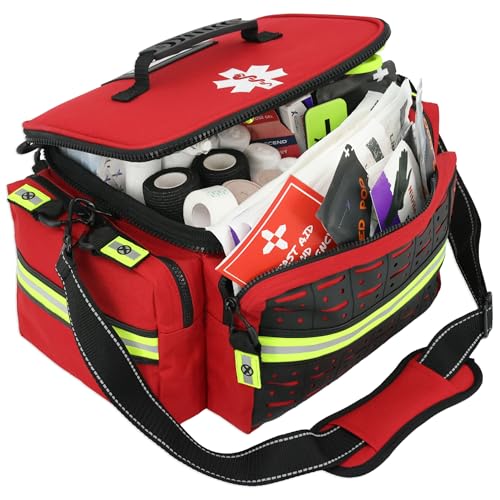 Lightning X Products Mid-Sized First Responder EMT Bag | LXMB25 Fully Stocked Aid Kit w/ 200+ BLS Supplies - RED - Image 2