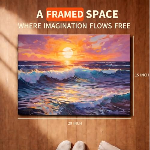 Image of Art Therapy Pcn13 Linen Canvas DIY Paint by Number Kit 15 x 20 Inch for Adults and Kids with 2 Set of Acrylic Oil Painting Colors and Brushes for Stress Relief, Relaxation & Home Decoration (Shores)