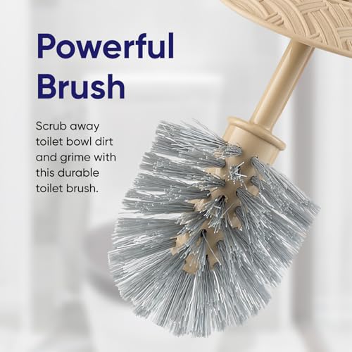 Image of Superio Wicker Style Toilet Bowl Brush and Holder (Beige), Durable Toilet Brush to Clean Bowl