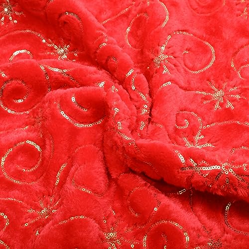 Joyyy-Christmas-Tree-Skirt-Red-48inch-Luxury-Faux-Fur-Snowflake-Beaded-Tree-Skirt-for-Holiday-Christmas-Party-Tree-Decoration Joyyy Christmas Tree Skirt Red 48inch Luxury Faux Fur Snowflake Beaded Tree Skirt for Holiday Christmas Party Tree Decoration