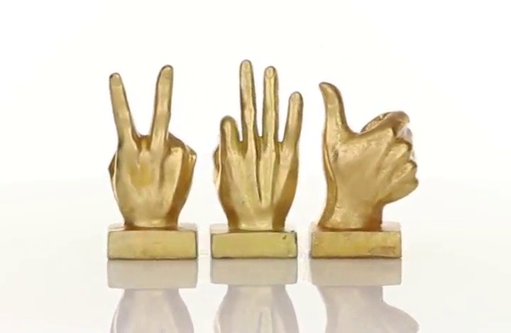 Set de 3 esculturas decorativas de manos doradas 7 pulg miniatura 7