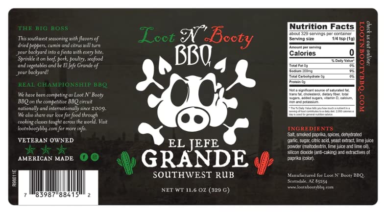Loot N Booty Loor N' El Jefe Grande Southwest Blend Rub - 11.6 oz. - Image 2