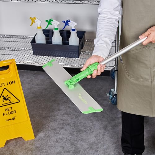 Image of Restaurantware-Clean Tek Professional 17.7 Inch Flat Mop Plate Frame, 1 Quick Connect Mop Frame for Wet Or Dry Pads - Pads Sold Separately, Durable, Green Aluminum Cleaning Pad Base