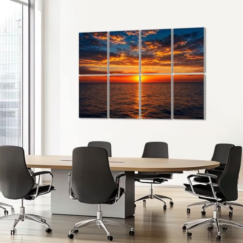 8 pack paneles acústicos con arte absorción sonora, diseño playa tropical atardecer, decorativo autoadhesivo 48"x32" miniatura 7