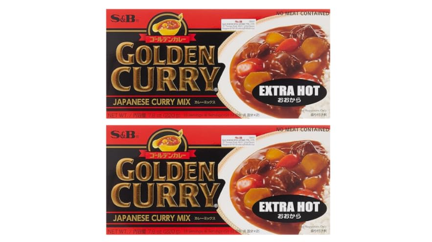 S&B Golden Curry Extra Hot Sauce Mix 220g (Pack of 2) Authentic Japanese Curry Mix In Blocks Rich Spicy Flavor