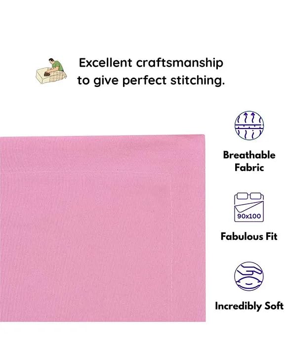 Image of Filymore Pink Solid Plain 240 TC Single Bedsheet Set with 1 Pillow Cover, Soft Microfiber Bed Sheet for Single Bed, Comfortable and Durable Bedding, Easy Care, Size 90x60 Inches