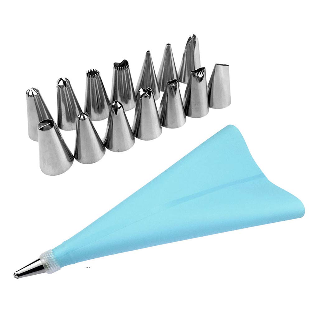 Raybre Art® 14 Icing Piping Cake Cupcake Decorating Cotton Bag & Nozzle Set Sugarcraft Cup