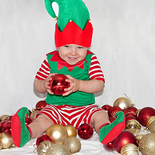Christmas Santa Elf Costume, Novelty Elf Shoes Hat Xmas Costume Accessories Green,red - Thumbnail 3