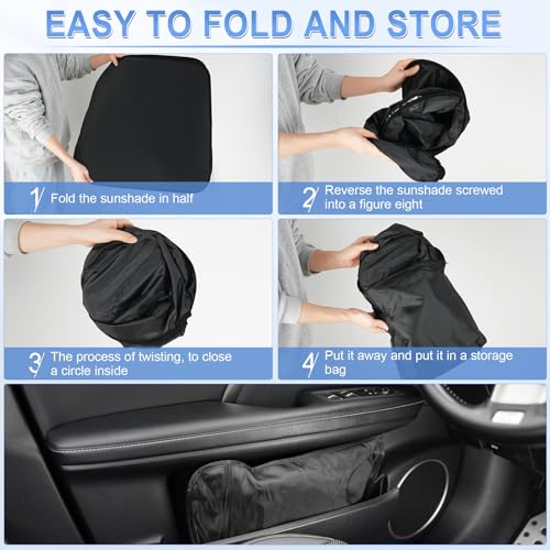 Image of SINGARO 300T Universal Car Windshield Sun Shade, Foldable Reflective for Windshield & Window Shades with Overlapping Design, Car Interior Accessories (57 inch L x 30 inch W)