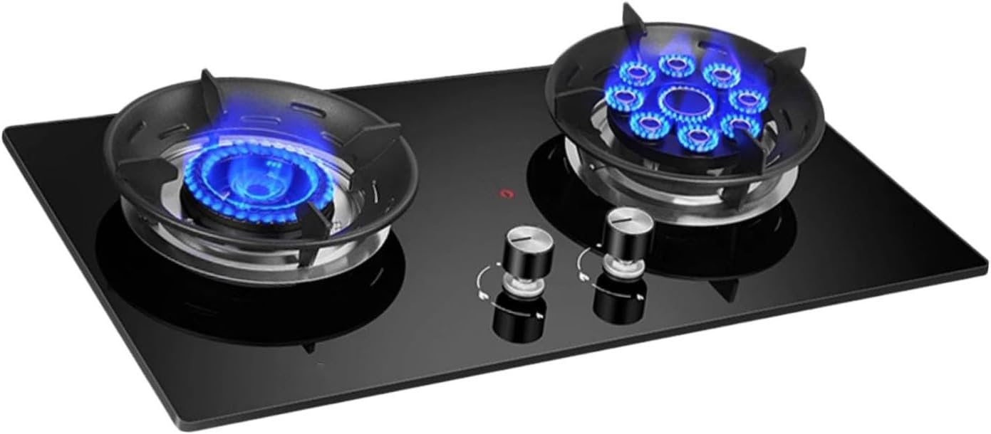 Estufa de Gas 2 Puestos Vidrio Templado Empotrable Multigas