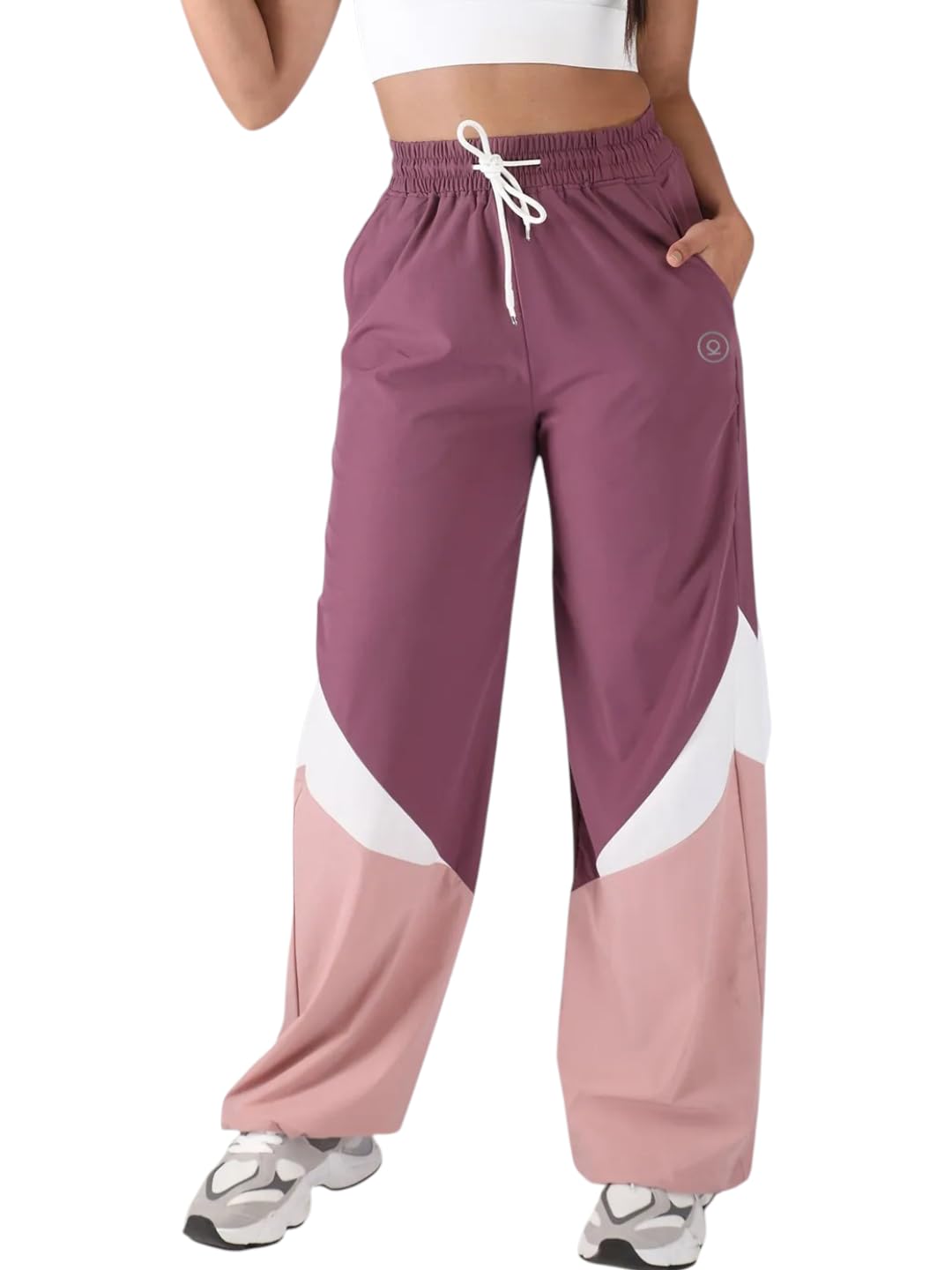 chkokko Women’s Nylon Track Pants with Colorblock Design | Lightweight Breathable Sports Pant | Relaxed Fit Activewear for Workout, Training & Everyday Comfort-picture-18