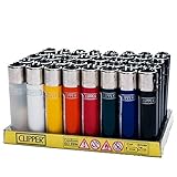 Clipper Lighter Tray of 48 Assorted Solid Colors Refillable with Removable Flint - Official Clipper Lighters