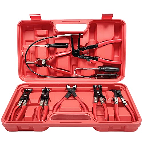 Sutekus Conjunto de alicate de mangueira de longo alcance de fio automotivo, 9 peças, mangueira de á