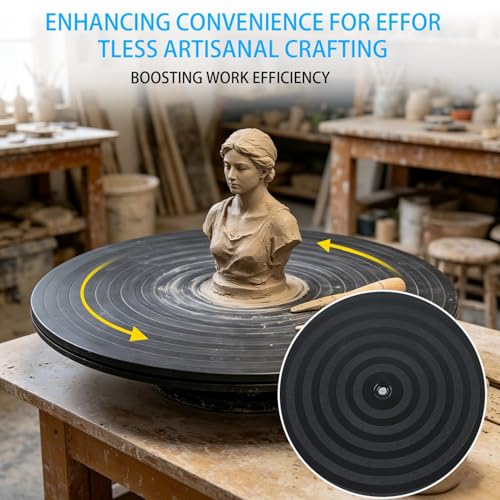 Image of HSTECH 14 Inch Heavy Duty Rotating Swivel Stand - Lazy Susan with Steel Ball Bearings for Model Base /Rotating Plants /Crafts Stand Monitor /TV /Monitors /Potted Plants (360˚ Rotation)