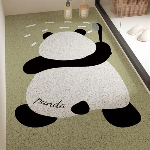 Odot Tapis de Douche Antidérapant, 3D Motif Panda Tapis de Bain/Baignoire en Luffa PVC Séchage, Douche Rapide Doux avec Trou de Drainage pour Intérieure et Zones Humides (Vert,100x120cm)