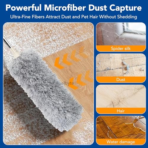 Image of Fuelbyte Fan Cleaning Duster with Long Extendable Handle for Ceiling Fan | Microfiber Duster for Home Cleaning | Spider Web Cleaner Brush | Ceiling Fan Cleaner | Dusting Stick for Home Cleaning