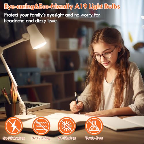 12-pack a19 led light bulb 100 watt equivalent 14w 1600lm non-dimmable bright light bulbs 2700k warm white standard e26 base led bulbs for kitchen bathroom home lighting lamp 90 high cri