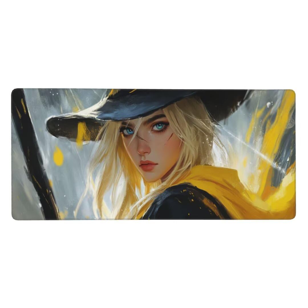 Tappetino Mouse XXL 1400x600x3mm Tappetino Mouse Giapponese Ragazza Impermeabile Tappetino Gaming Mouse Pad XXL Tappetino Scrivania,Base Antiscivolo Migliora Precisione e Velocità per Desktop/Ufficio