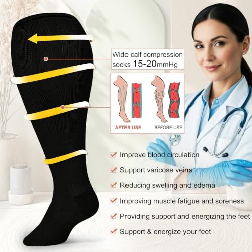Image of Graduated Copper Compression Socks for Women Men Circulation 20-30mmhg-Best Support for Running,Nursing,Hiking