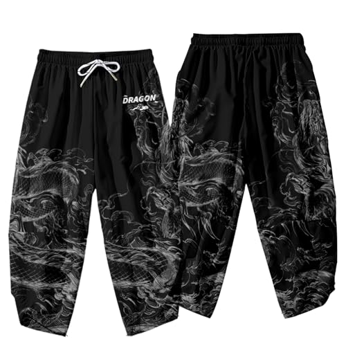 DOSLAVIDA Men's Japanese Kimono Jacket Set Stylish Open Front Coat With Shorts Chinese Style Printed Cardigan Suit4