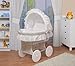 WALDIN Culla con cappotta,Culla con ruote XXL,IN 6 VARIANTI,telaio/ruote laccato in bianco,colore tessile bianco