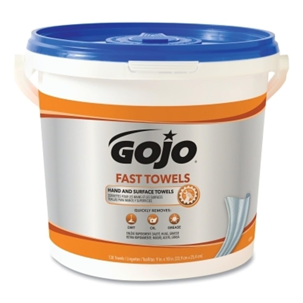 GOJO 6298-04 Gojo Fast Wipes Hand Cleaning Towels, Orange/Blue