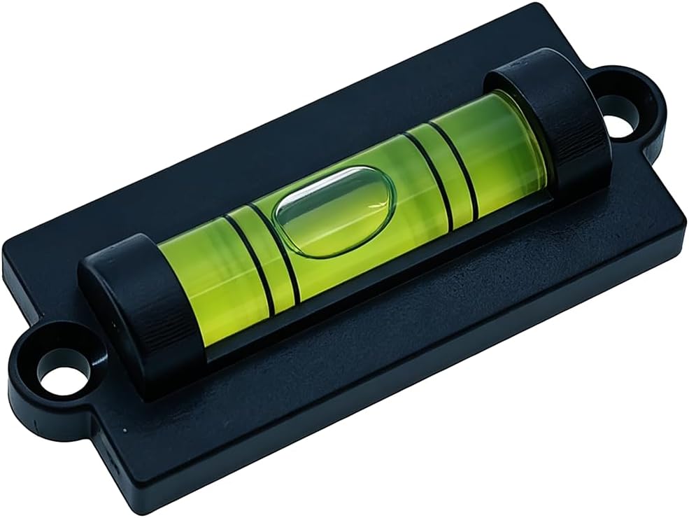 Mini Plastic Bubble Level with Mounting Hole, Black, Size 2.36 x 0.98 x 0.51 inches, Level Measuring Tool (Plastic-4PCS)