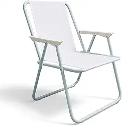 Cadeira De Praia Aço Inoxidável Reforçada Mola Suporta 120kg (Branco)