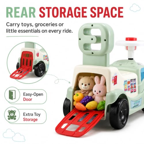 Image of Cloud Kitchen Ride On Toy for Kids 1-5 Years with LED Lights, Front & Rear Storage, Foot to Floor Ride On Car, Comfortable Backrest, Kids Ride On Car for Boys & Girls